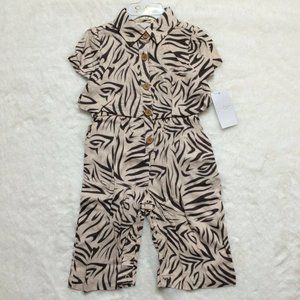 Jessica Simpson Baby Jumpsuit Romper 18 Months Zebra Print Short Sleeve Pants
